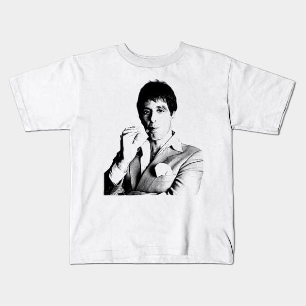 Tony Montana With Cigarettes Kids T-Shirt by Knockbackhaunt